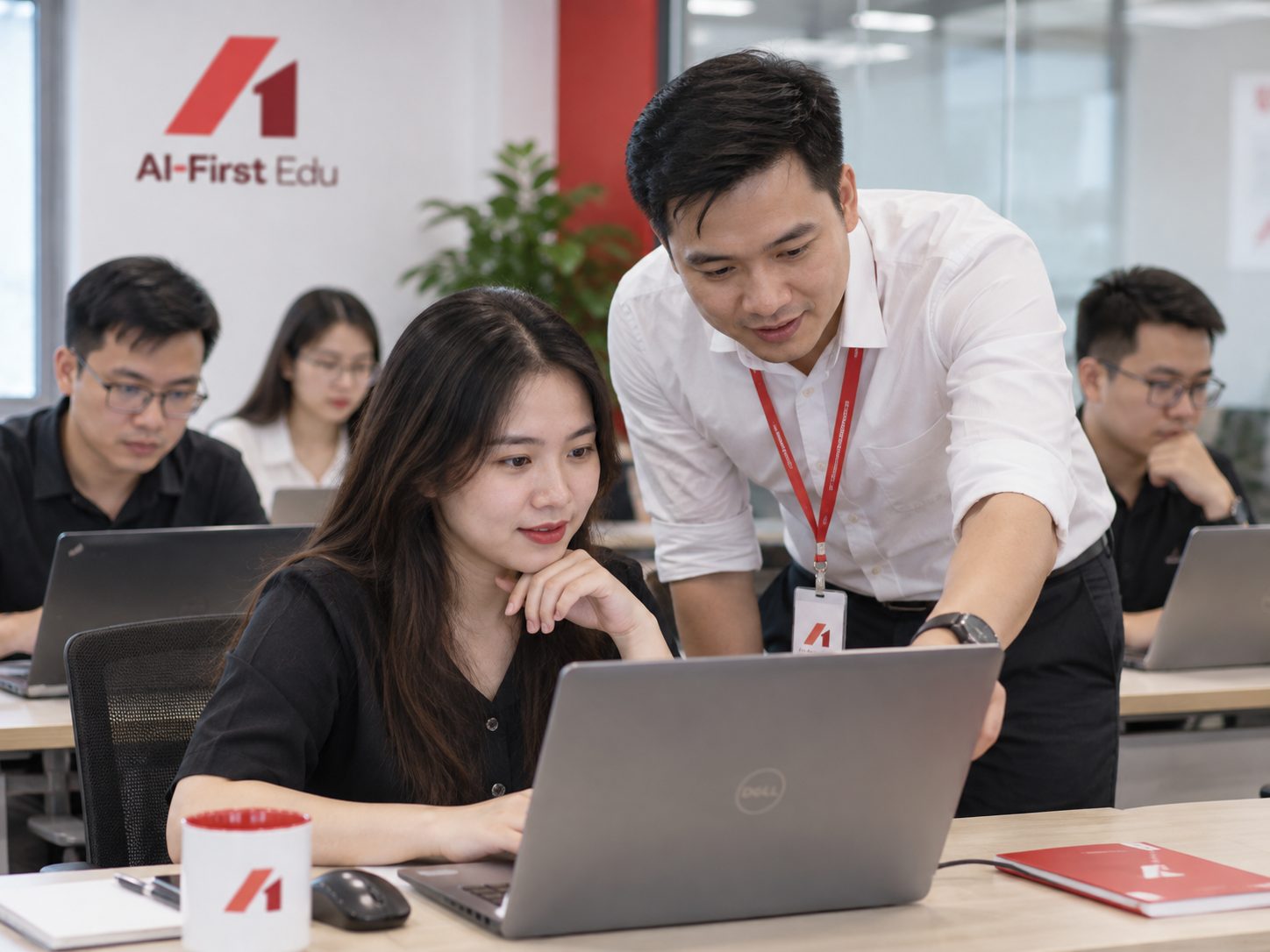 Giảng viên kèm học viên thực hành trực tiếp trên nhiệm vụ của đội ngũ