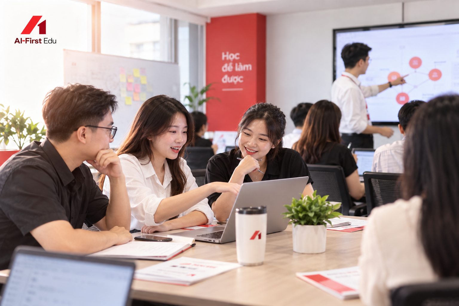 Lớp học thảo luận về cách bắt đầu đưa AI vào công việc