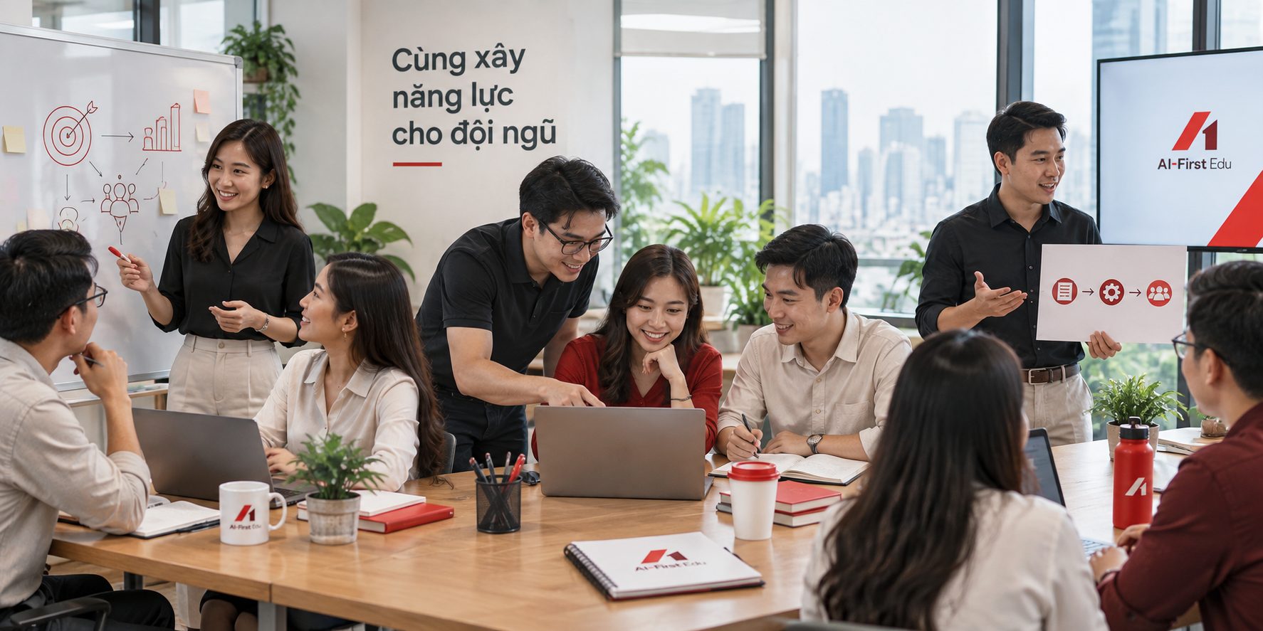 Giảng viên và đội ngũ cùng xây năng lực trong buổi làm việc chung