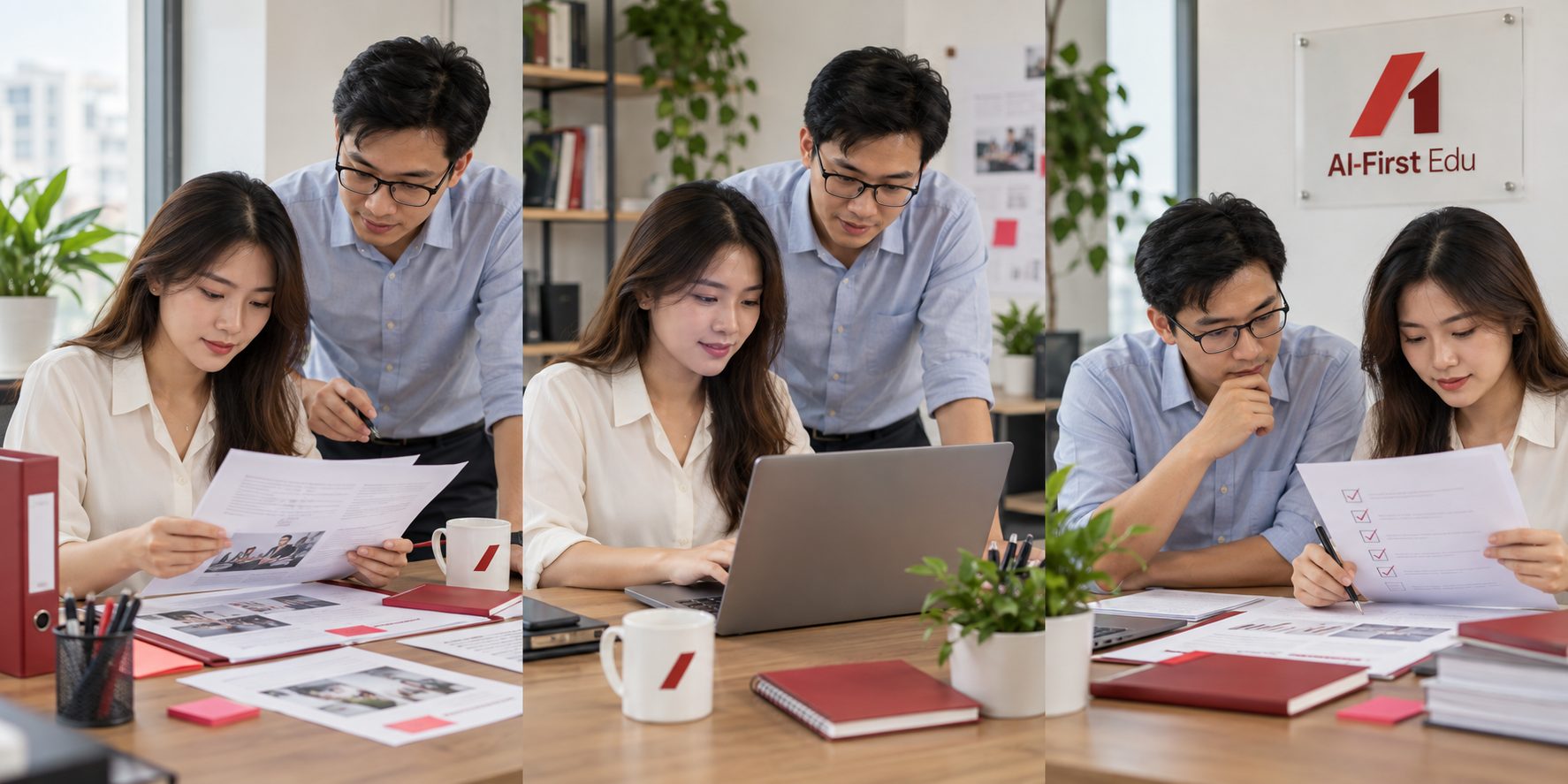 Nhóm làm việc đối chiếu bản in với nội dung trên máy tính khi rà soát chất lượng